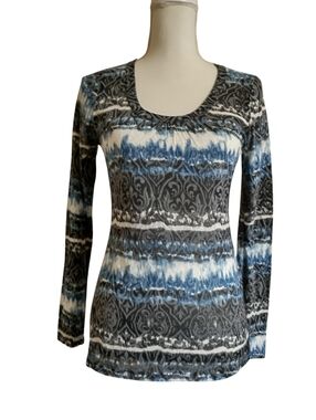 Blue & Gray Long Sleeve Top